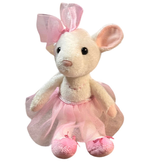 Douglas Pink Petunia Mouse with Pink Tulle Bow & Tutu, Black Bead Eyes and a Pink Silk Nose!