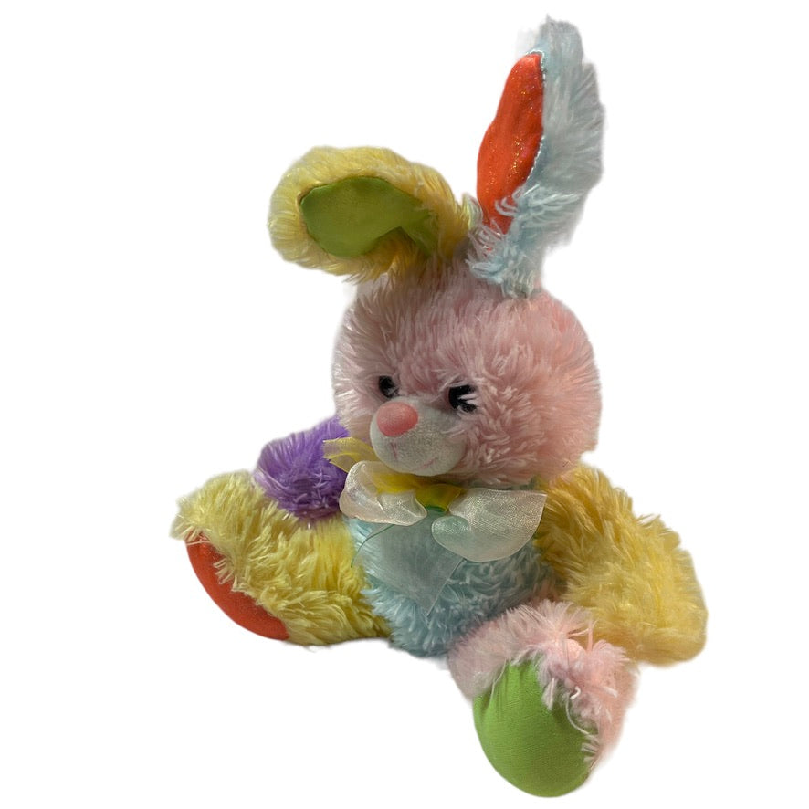 Pastel Colour Block 9" Shaggy Easter Bunny & 5" Green Dandee MTY International Bunny Plush