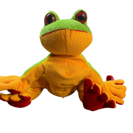 Ganz Webkinz Plush Red Eyed Tree Frog Stuffed Animal With Sparkly Yellow Tummy in VGUC- Missing Code