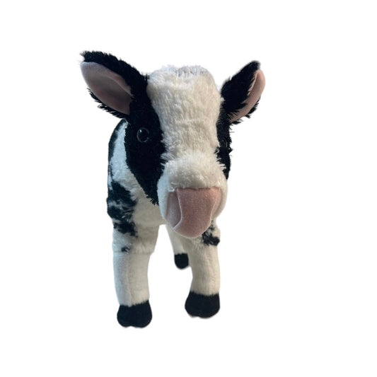 Maplelea Poseable 14" Black & White Plush Cow GUC No Halter