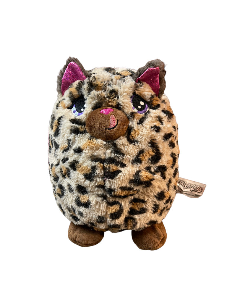 Misfittens ARCHIE 9" Leopard Cat by Basic Fun Cute Embroidered Face, Shiny Ears, Pink Tail