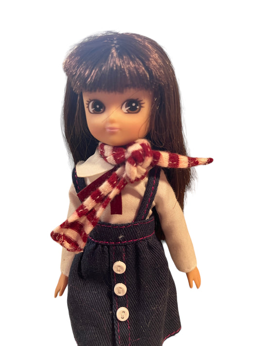 Lottie School Days 7" Brown Eyed Brunette Lottie Doll in School Uniform, Red Shoes & Scarf