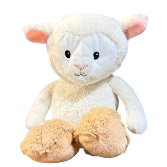 Animal Adventure Plush LAMB / Sheep, Cream with Sewn Features, Pink Ears & Tan Hooves
