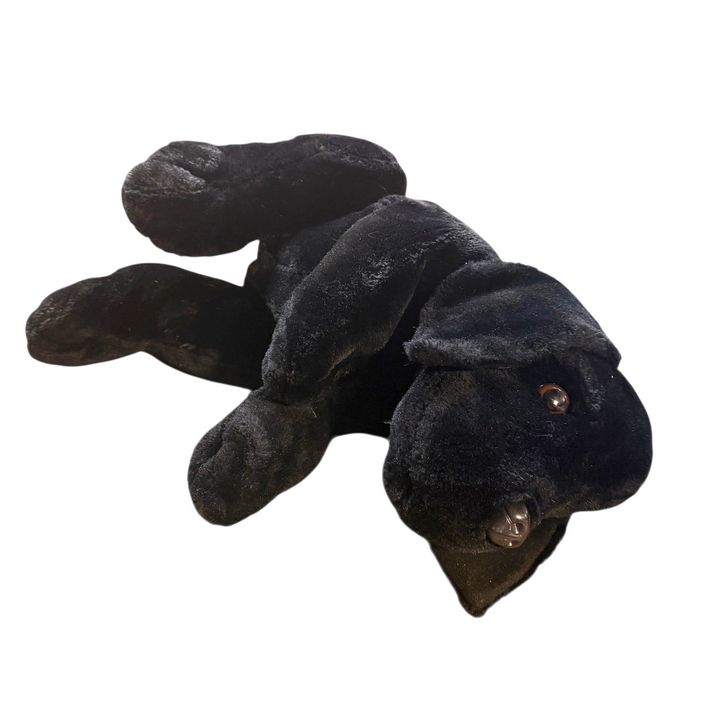 22" Labrador Retriever Plush Stuffed Animal Toy, Sleek Black Coat, Shiny Glass Eyes, EUC