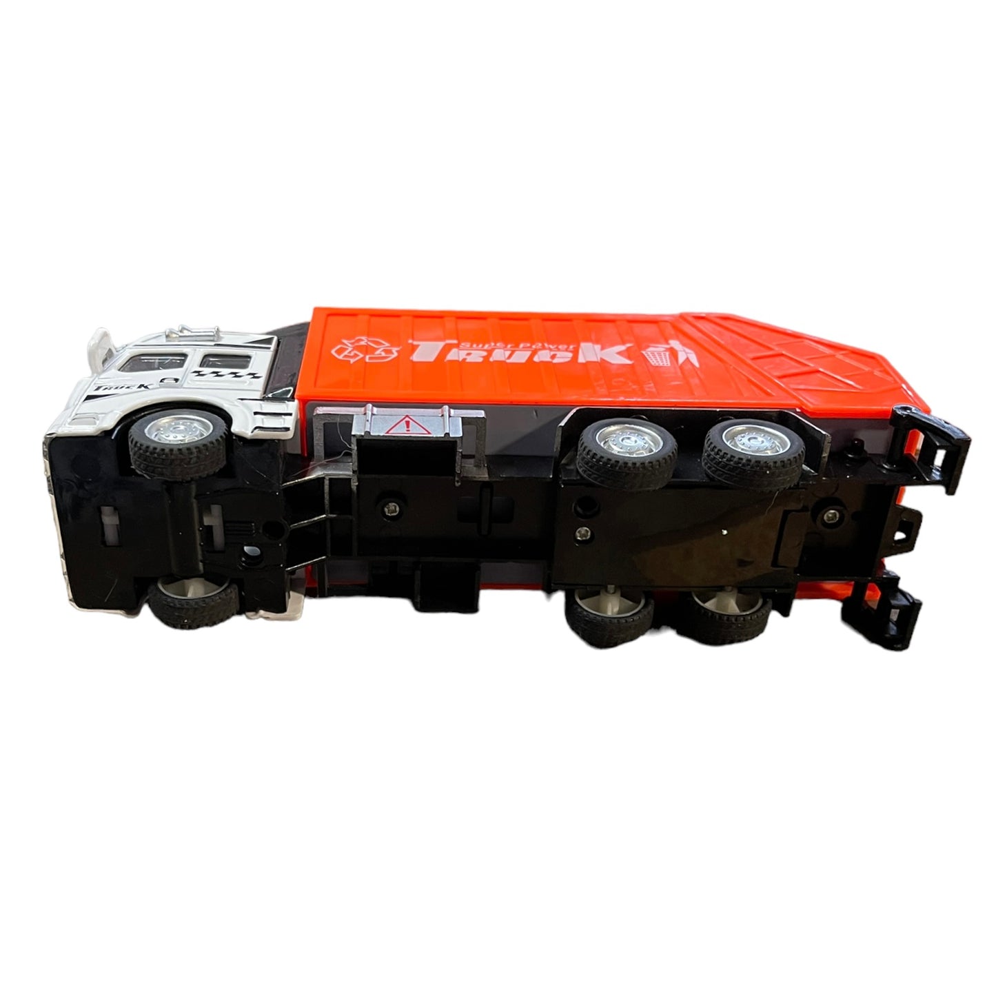 Orange Super Power 1:48 Garbage Truck Die Cast Vehicle in EUC