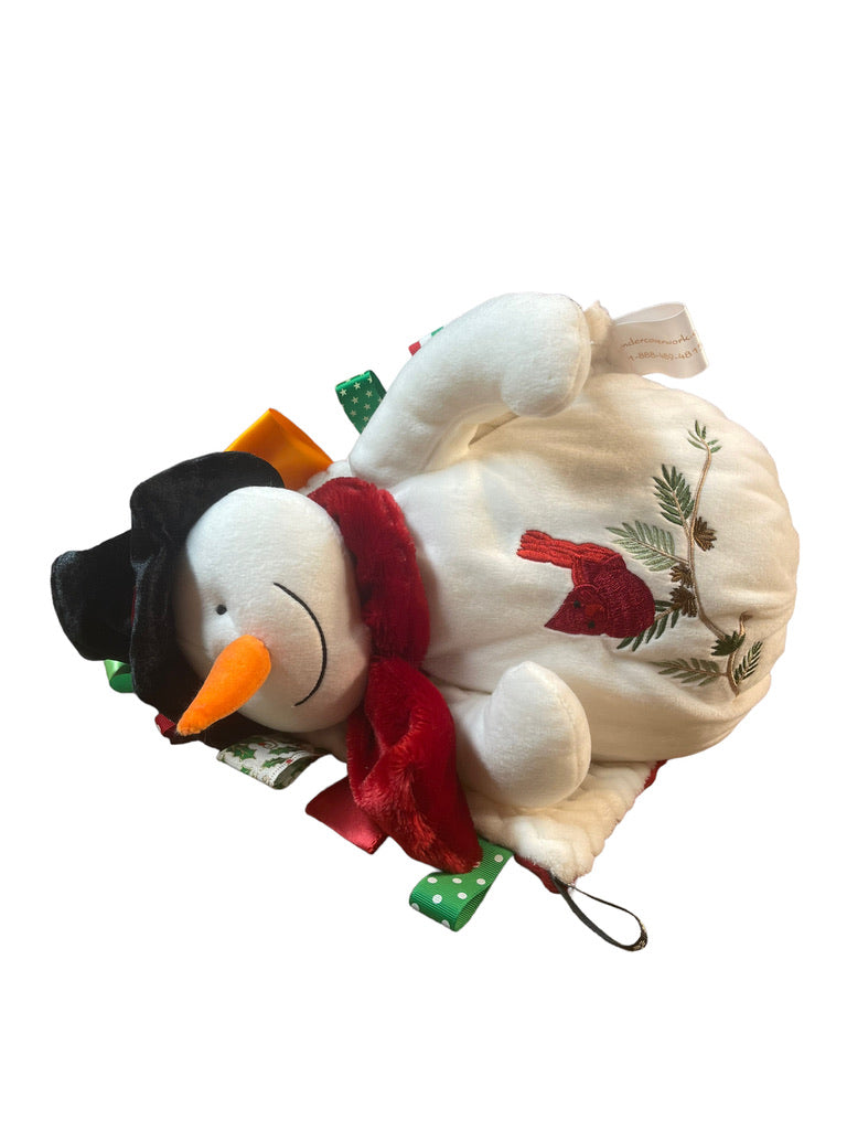 Beautiful Snowman Plush  with Embroidered Cardinal & Minky Tug Lovey