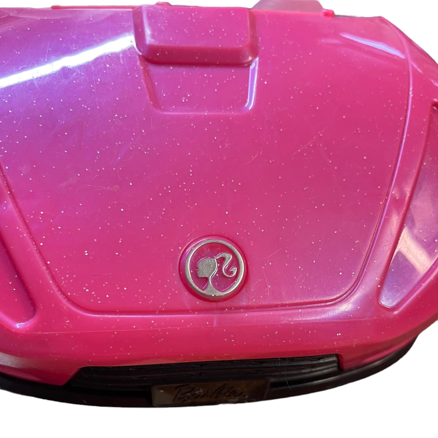 Sparkly Pink Barbie Car with Pink & Black Seats Complete with Belts in GUC