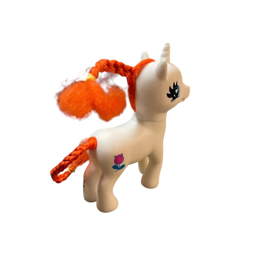 Gi-Go-Mold 3-16-B1 Fakie Spaceman White My Little Pony with Orange Mane with Tulip