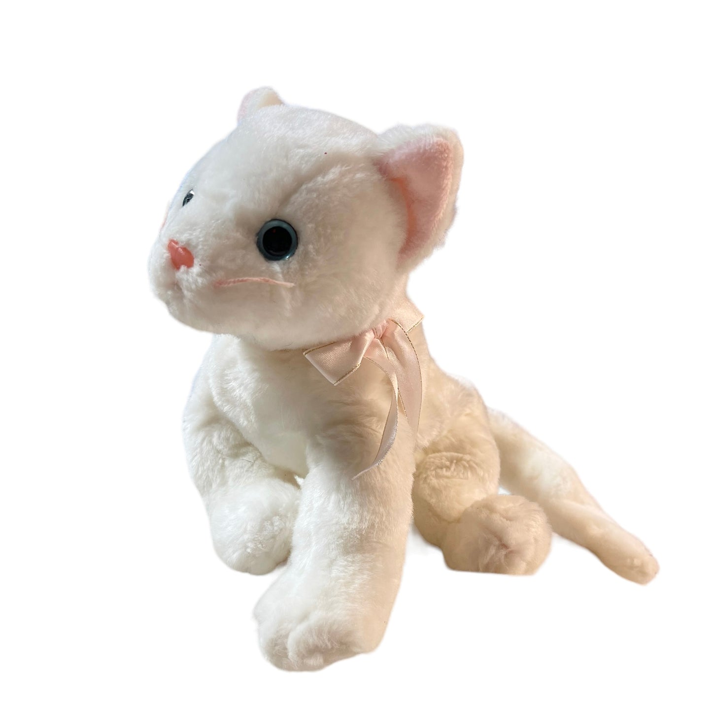 Ty Beanie Buddies Ultra Soft White 11" Blue Eyed Kitten with Pink Nose, Whiskers & ears.