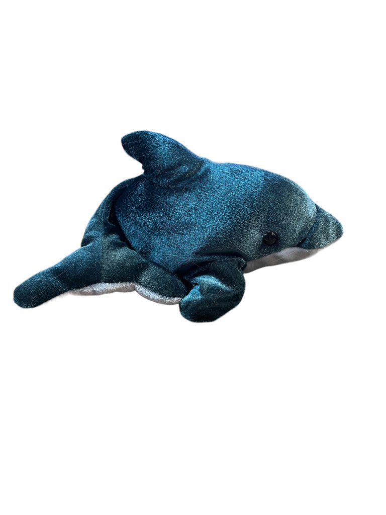 SeaWorld Teal 9" Dolphin Plush Stuffed Animal Toy in Good Preowned Condition