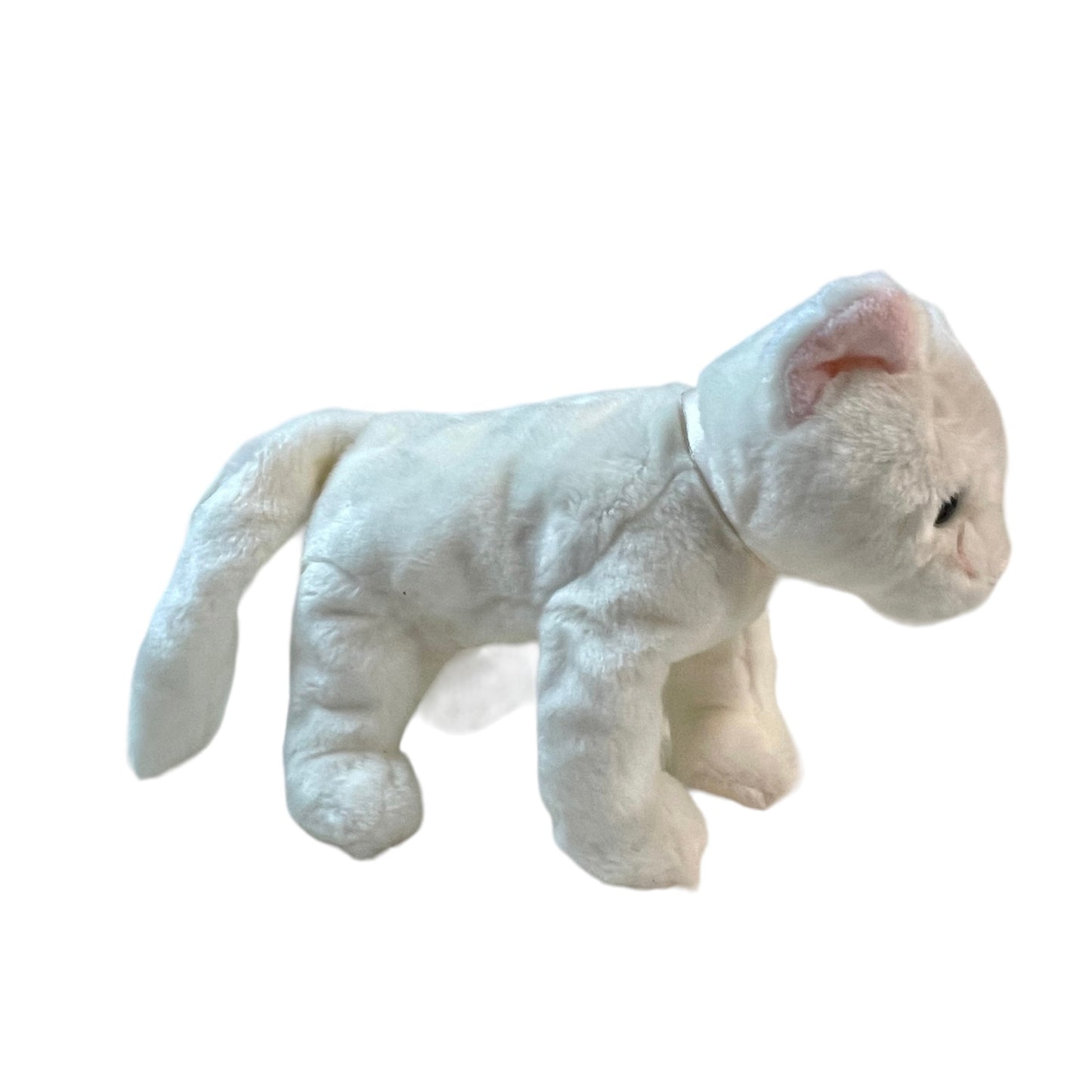 Ty Beanie Buddies Ultra Soft White 11" Blue Eyed Kitten with Pink Nose, Whiskers & ears.