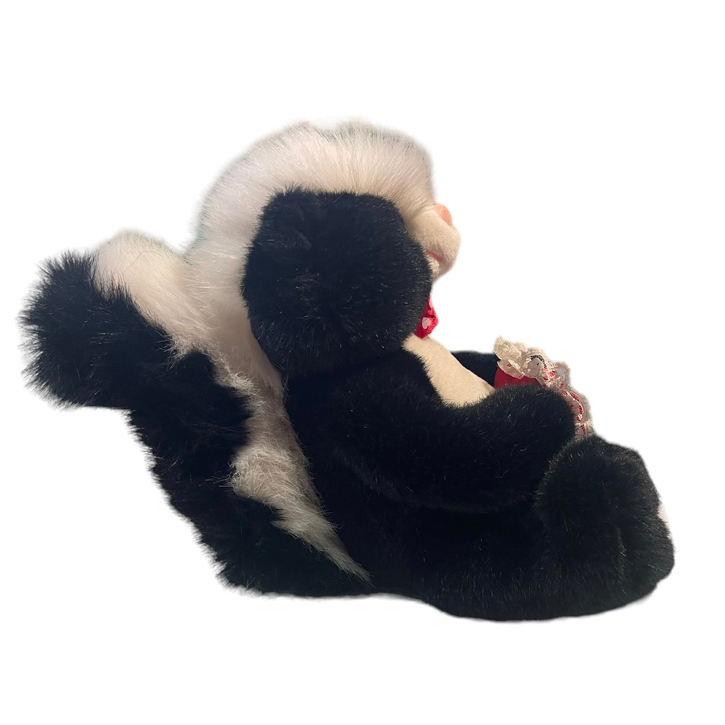 Fiesta 1998 'Scent-imental' Skunk Plush Black & White, Red Lace Trimmed Heart in EUC