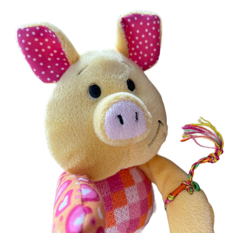 Ganz First Edition Yellow/Pink Portia Pig with Friendship Bracelet