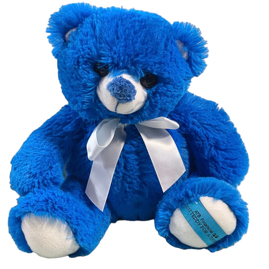 Bearington Cpllection Royal Blue 9.5" Classic Teddy Bear 2017 For ATB Financial, Blue Satin Bow Accent