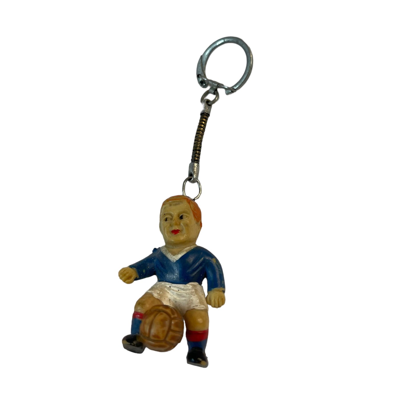 Antique Keychain Llavero Jugador Soccer with Figurine.