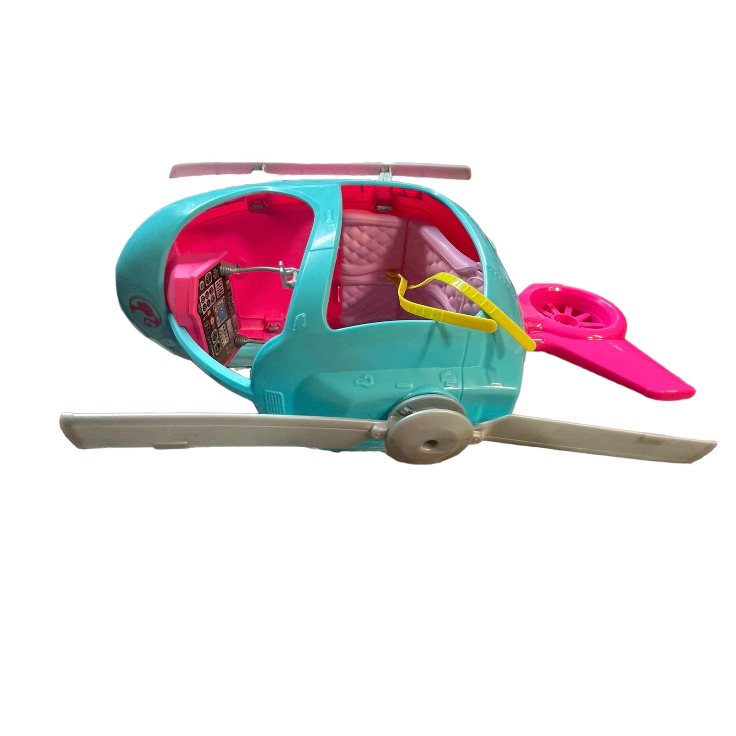 Mattel Barbie Helicopter, Aqua & Pink with Silver Spinning Rotor Blades GUC