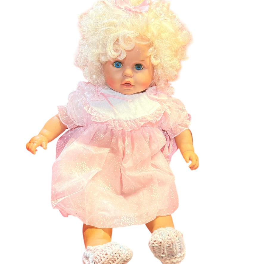 Lovely Platinum Haired 20" Realistic Baby/Toddler Doll, Blue Open/Shut Eyes & Two Tiny Teeth!