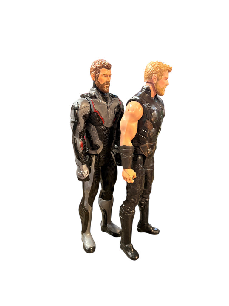 Two Marvel Avengers Titan Hero Series Thor Movie Action Figures in Great Preowned Condition