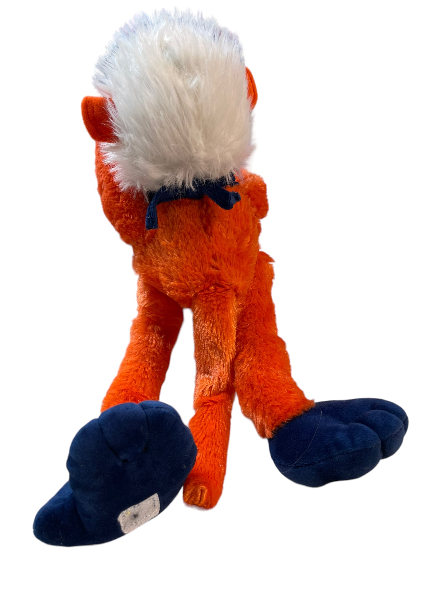 Oiler's Hanging Monkey 16" Orange & Blue with White Hair and Bandana, Velvet Accents