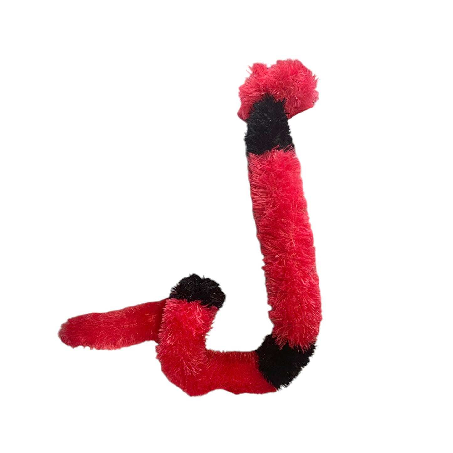 Fuzzy Red & Black 38' Snake by Specialty Toys, with  Big Googly Eyes & a Red Forked Tongue!