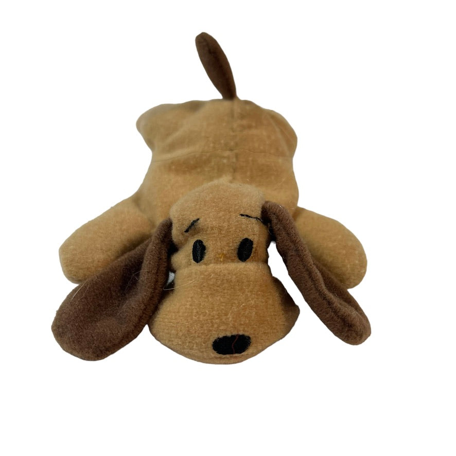 Tiny 6" Hound Dog Stuffed Animal Toy Tan Body, Brown Ears,Tail & Black Embroidered Face