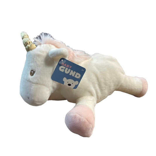 Baby Gund Luna Unicorn Rattle, White & Pink, Gold Horn ,Embroidered Face UWT