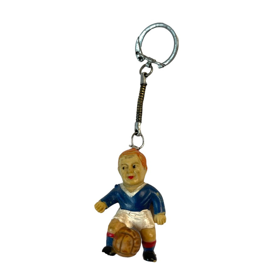 Antique Keychain Llavero Jugador Soccer with Figurine.