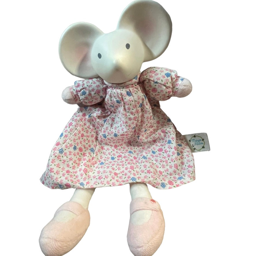 Meiya & Alvin Plush Mouse Lovey Security Blanket Toy Rubber Head 11" Floral Dress