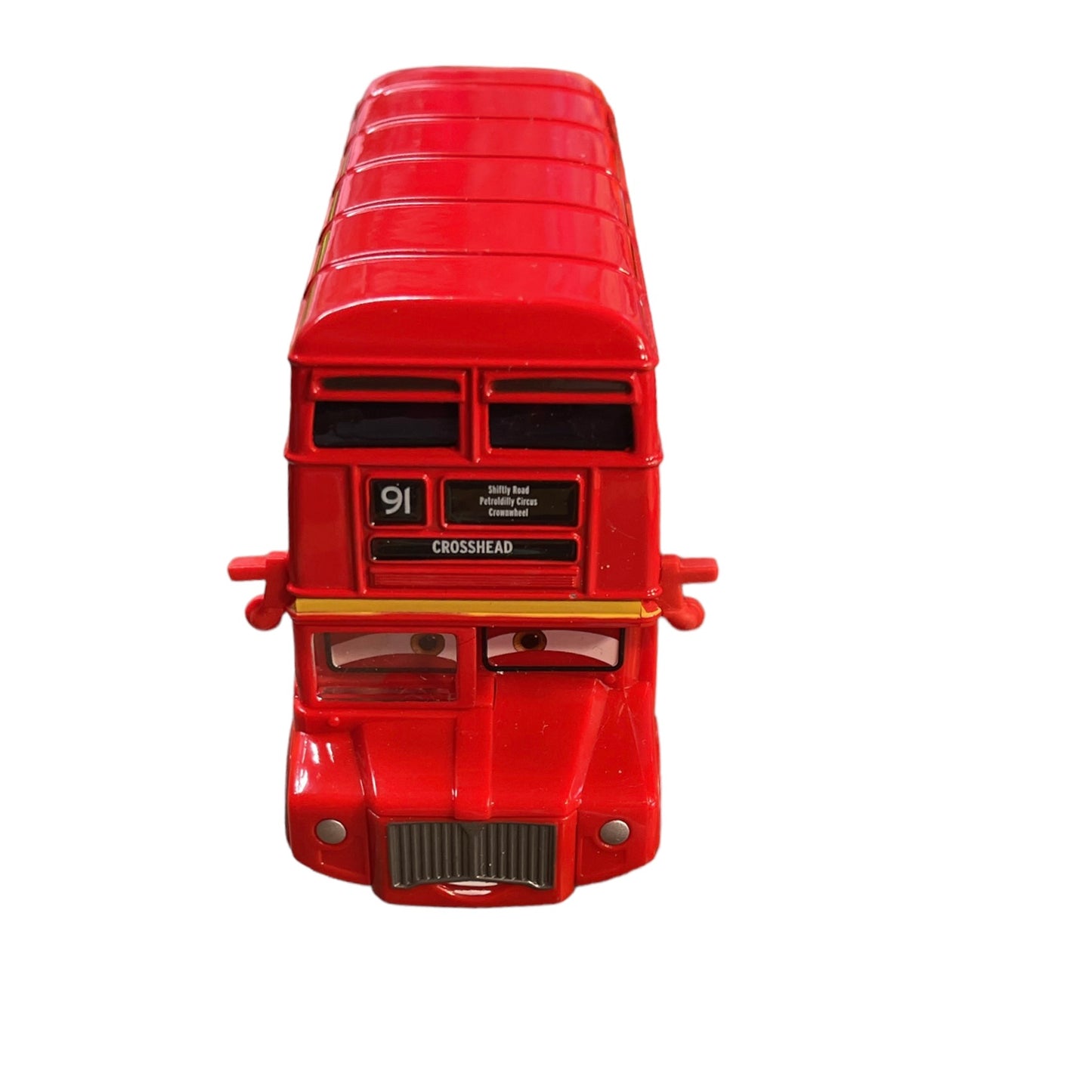 Red Disney Pixar Cars Double Decker Bus #91 Crosshead Touring Tyres