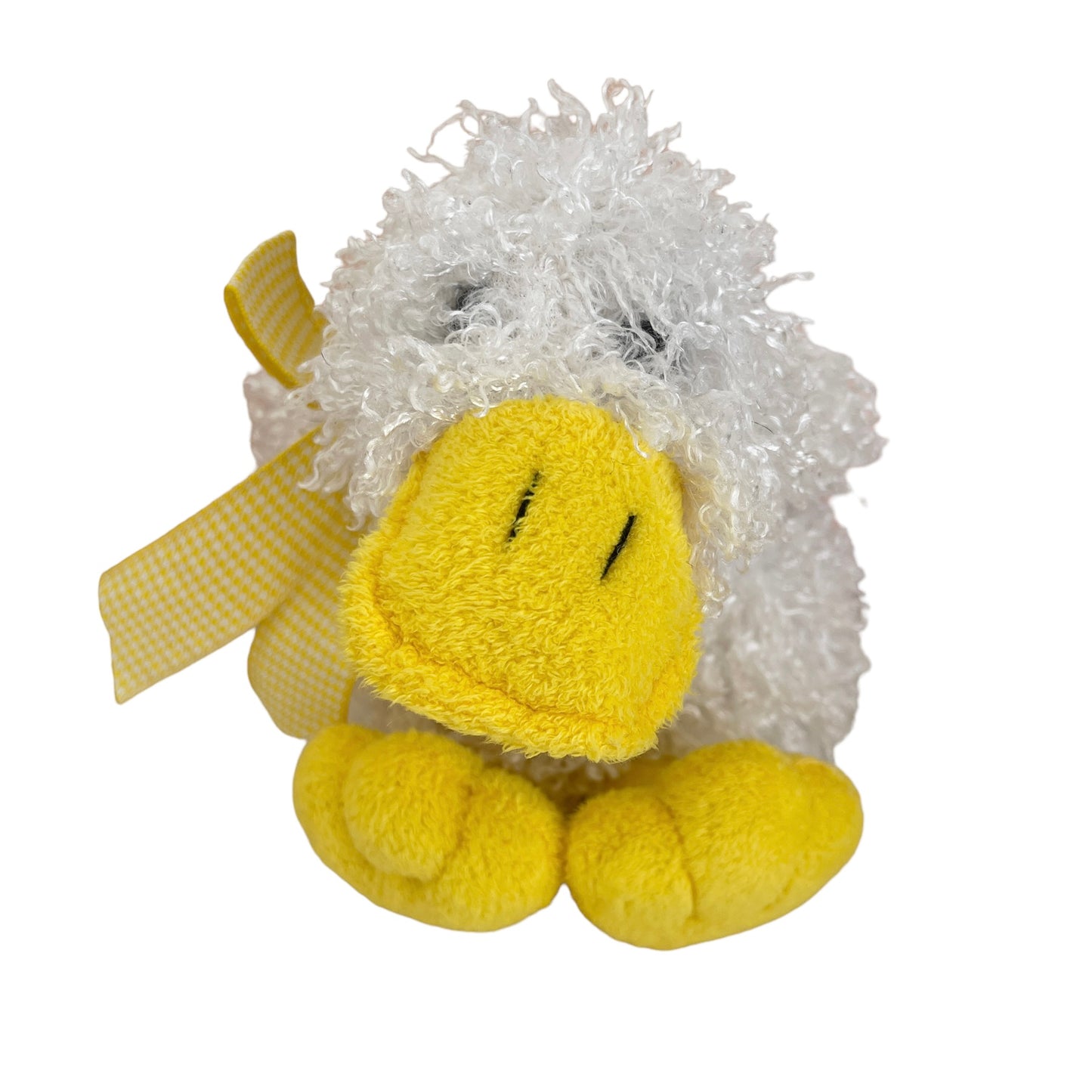 Animal Adventures White & Yellow Duck Plush 8", Big Gingham Bow GUC