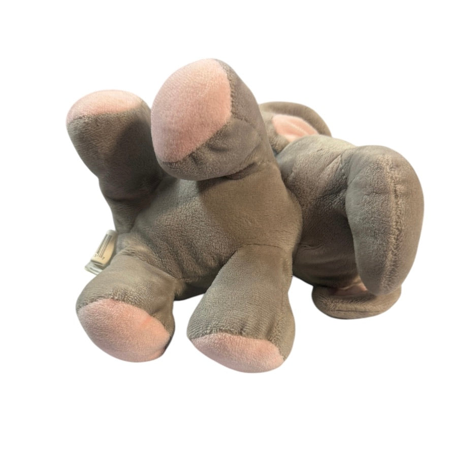 Velvety Grey & Pink KellyToy 8" Stuffed Elephant Plush Lovey Rattle/ Crinkle Toy with Knotted Tail