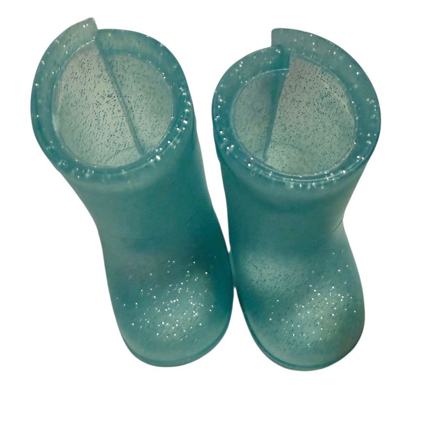 Teal Glitter Boots For 18" Fashion Dolls, Fits My Life, Our Generation, American Girl- Preowned