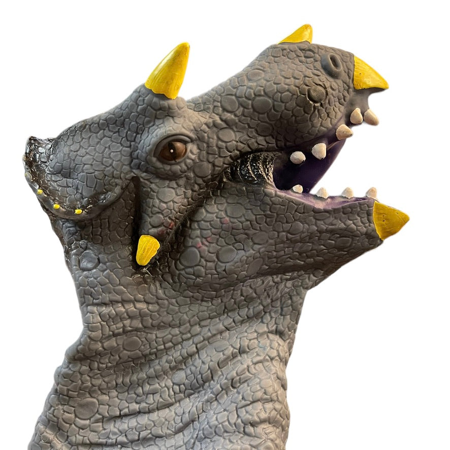 Soft Vinyl (Realistic?) Dinosaur Triceratops Mid Arm Hand Puppet in Great Preowned Condition