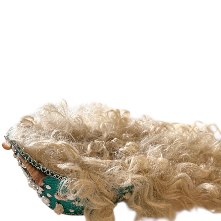 Mermaid Wig, Long Luxurious Platinum Curls & Jewelled , Embellished Headpiece  in GUC