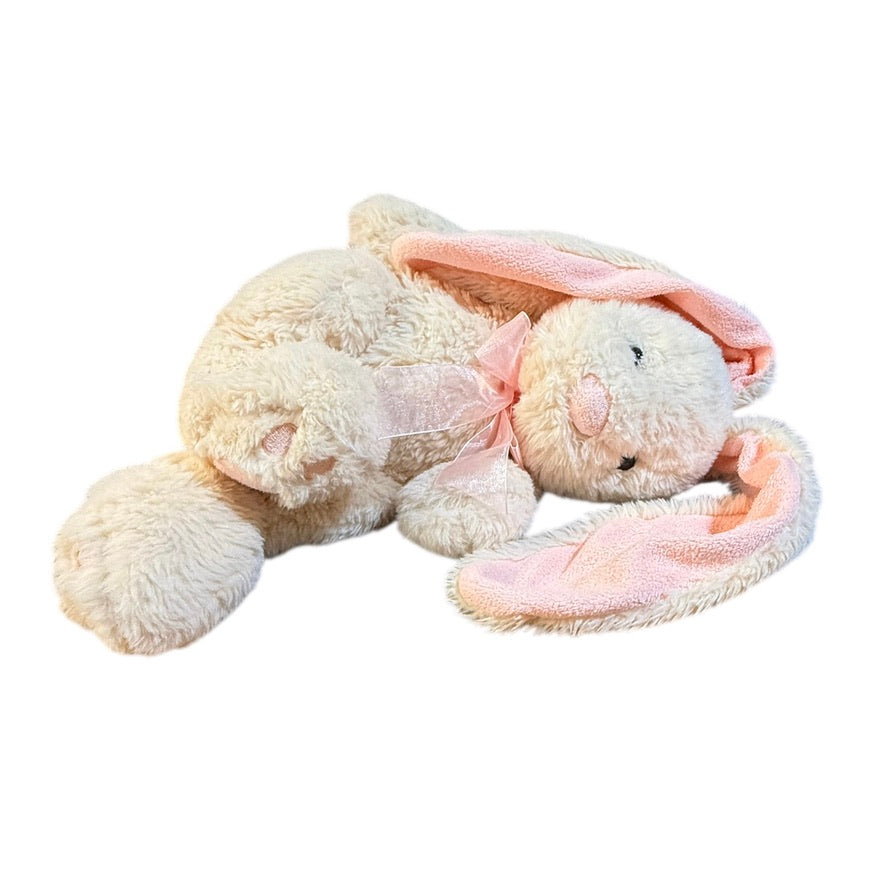 Hug Fun Lop Eared Bunny, Cream with Soft Pink Ears, Nose, Foot Pads with Pretty Gauzy Bow!