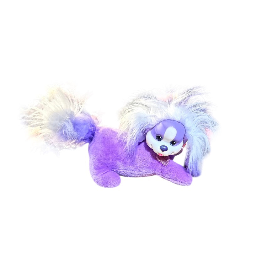 Purple Puppy Surprise with Pink Sparkly Heart Necklace and 1 Adorable Rainbow Baby, in GUC