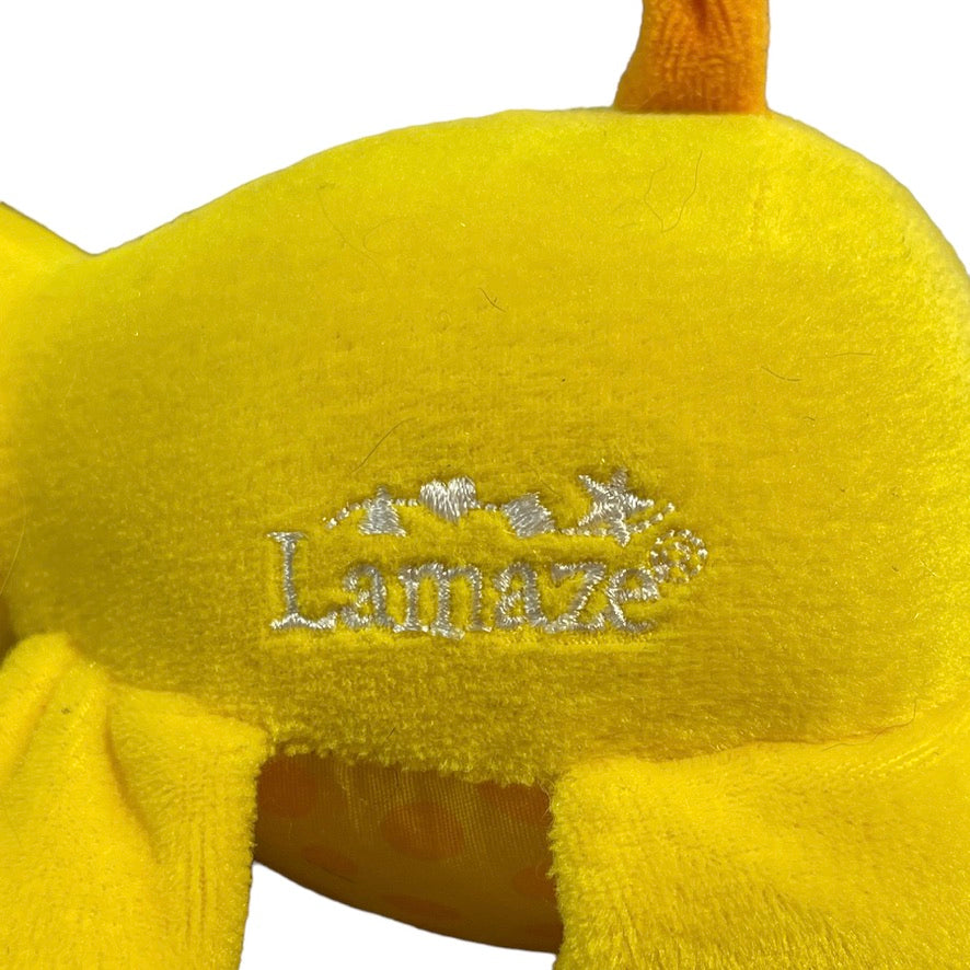 LAMAZE 8" Yellow Lion Baby Crinkle Rattle Developmental Baby Toy with Rings and Teethers