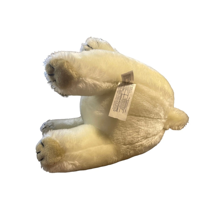 Vintage Polar Bear, Korea, Heron Distribution 13" Seated Realistic White Beige & Black Accents