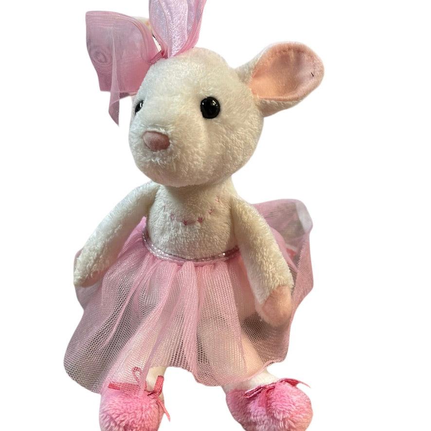 Douglas Pink Petunia Mouse with Pink Tulle Bow & Tutu, Black Bead Eyes and a Pink Silk Nose!