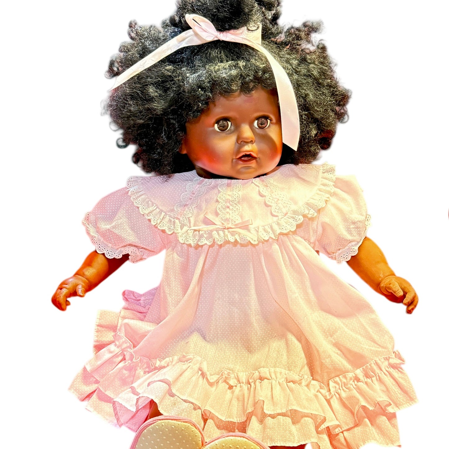 Exquisitely Made Black 24"Toddler Doll, Big Brown Eyes, Ultra Black Curly Hair, Adorable!