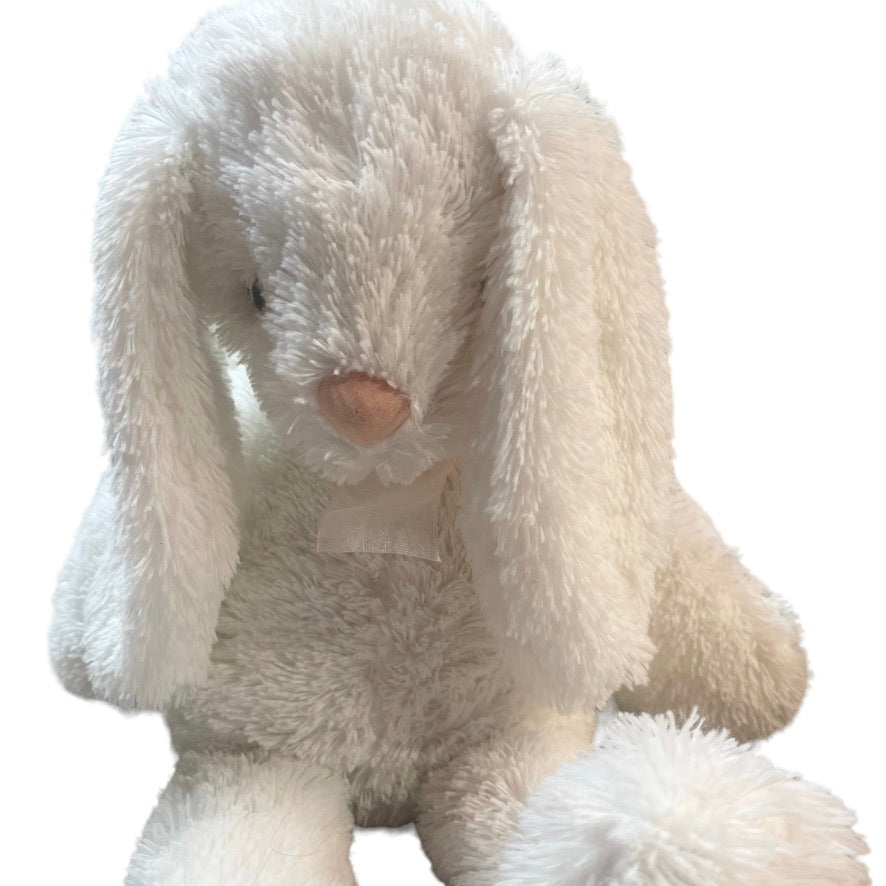 Lop Eared White Plush 19" Bunny Rabbit Stuffed Animal Pink Nose & Gauze Bow GUC