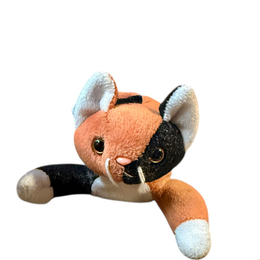 Vintage Ty Beanie Baby Calico Cat, 'Chip' Caramel, Black & White, Long White Whiskers in GUC