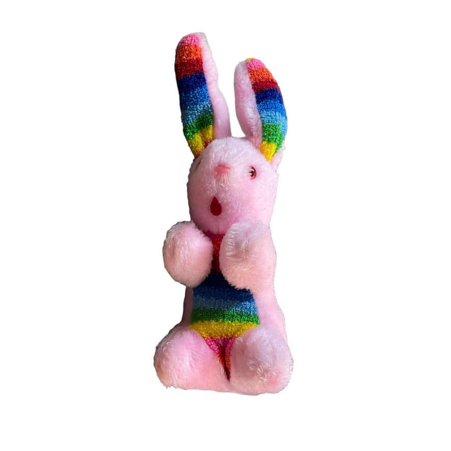 Best Made Toys Easter Bunny, Pink with Red Eyes Rainbow Terrycloth Ears & Torso