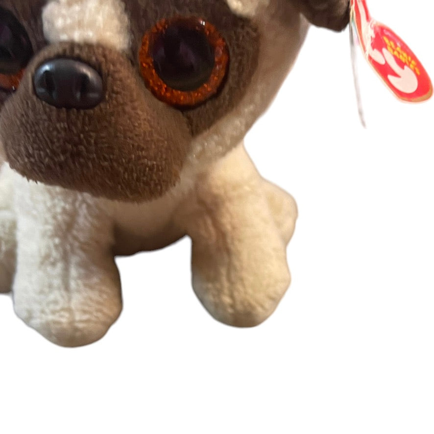 Ty 6" 'Rufus', Original Beanie Boo Stuffed Animal Pug Dog Plush GUC with Tag