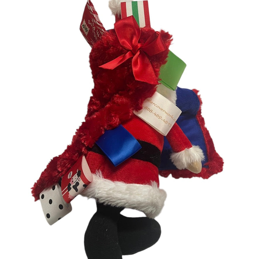 Santa Lovey Stuffed Toy & Handmade  Minky Ribbon Tag Blanket for Sleep/ Security & Sensory Play