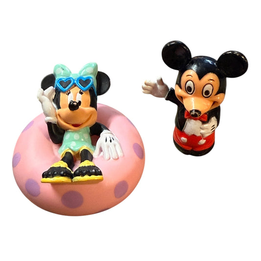 Lot of 2 Disney Collectibles, Vintage 1970's Pencil Topper & Minnie Swim Ring Tub Toy in GUC