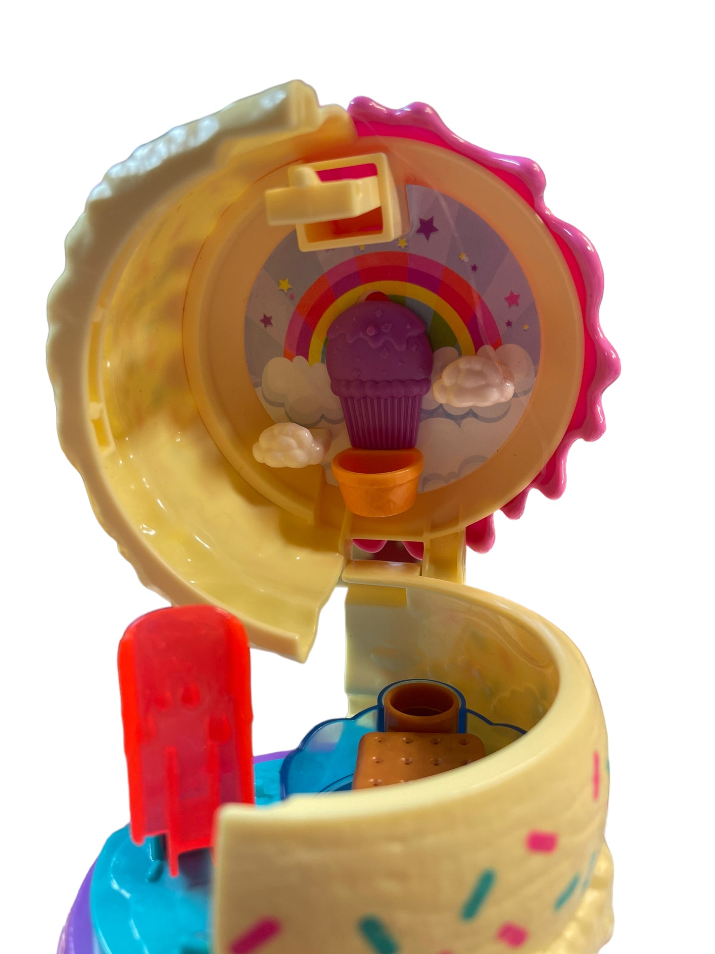 Polly Pocket Spin & Surprise Compact Ice Cream Cone Playground with Sprinkles & a Cherry on Top!