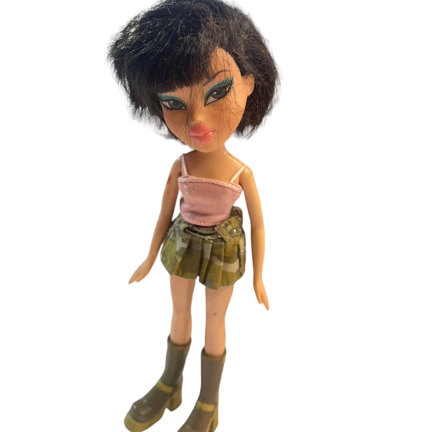 Beautiful Bratz Doll, Brunette in Camo Mini, Nude Cami & Olive Boots