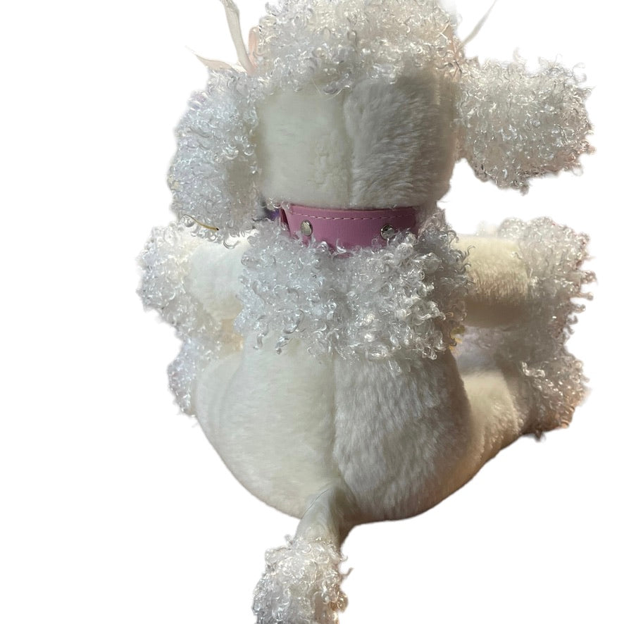 Classic French Poodle Plush with Pink Collar & Bows  EUC  Unbranded