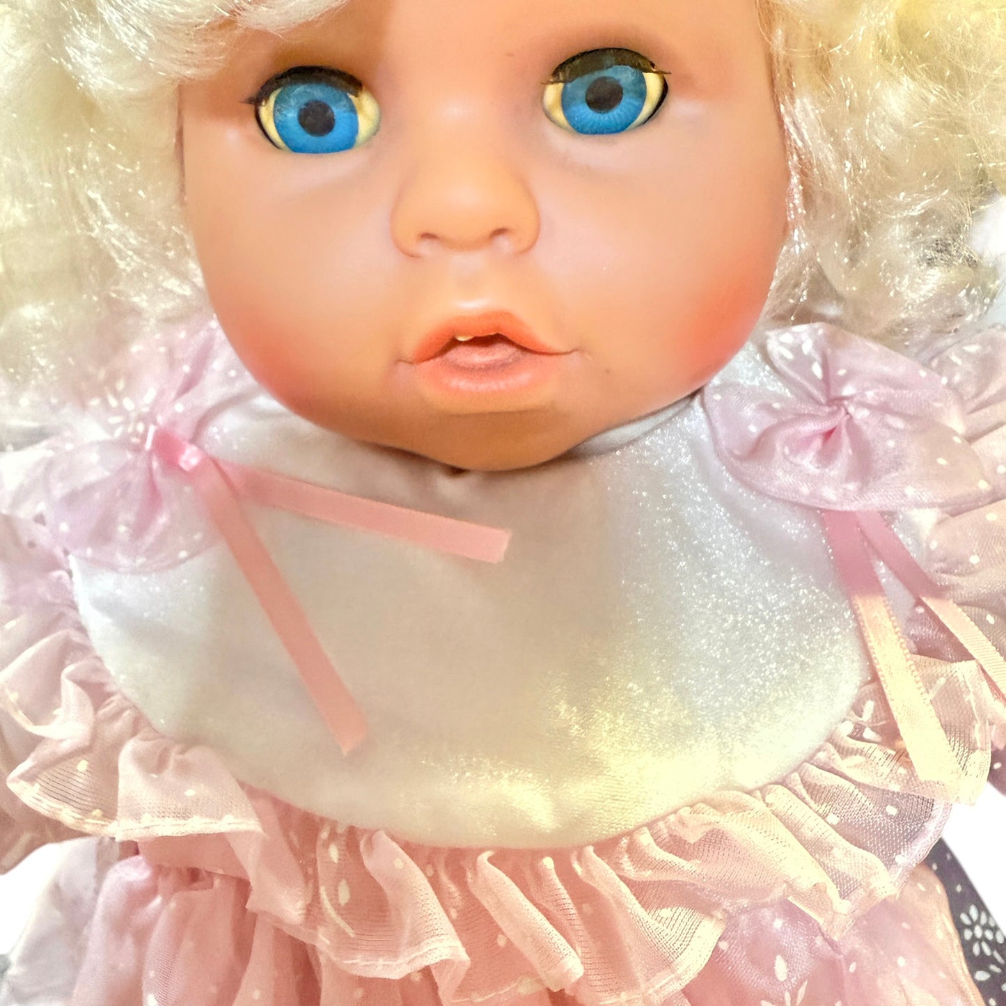 Lovely Platinum Haired 20" Realistic Baby/Toddler Doll, Blue Open/Shut Eyes & Two Tiny Teeth!